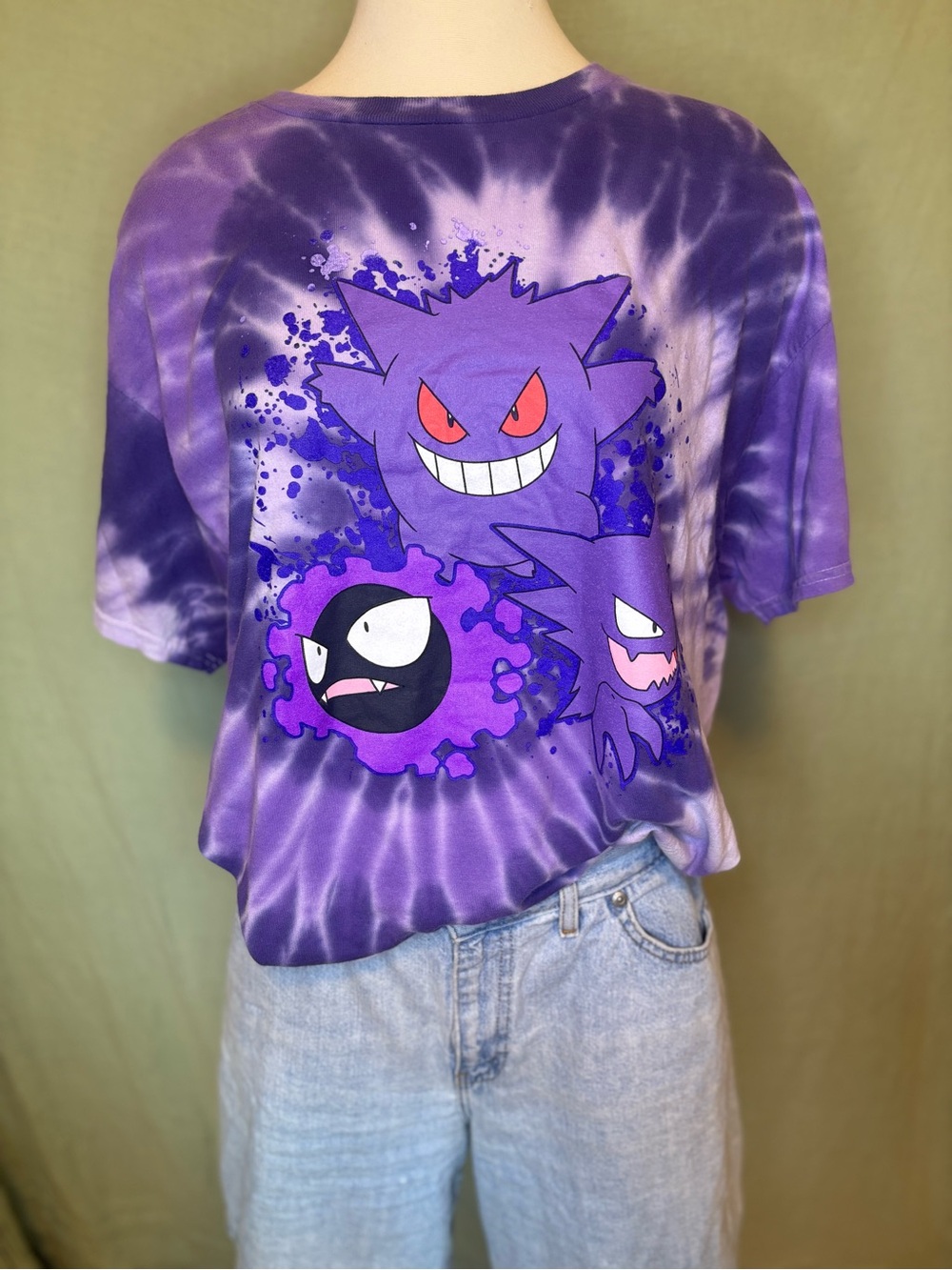Pokémon Gastly Evolution Purple TieDye Tee 100% Cotton